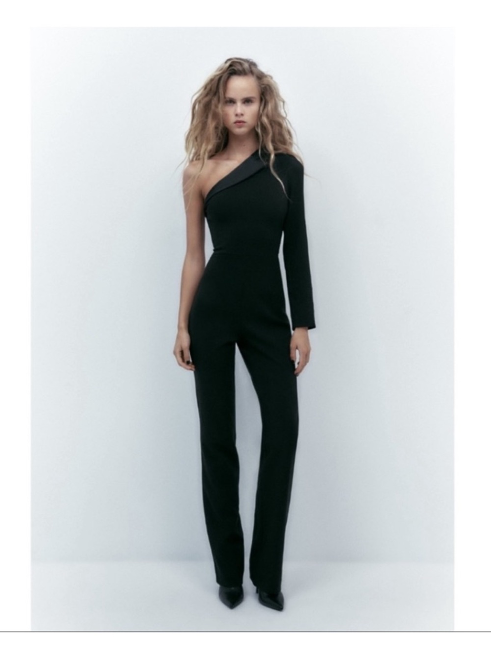 ZARA Black One-Shoulder Asymmetric Jumpsuit